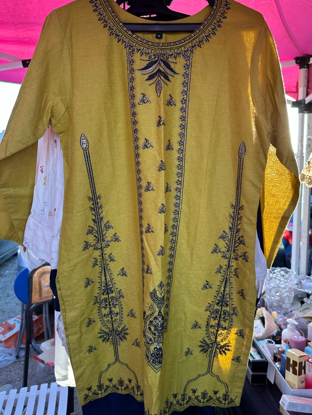 Mustard Yellow Embroidered Tunic Top